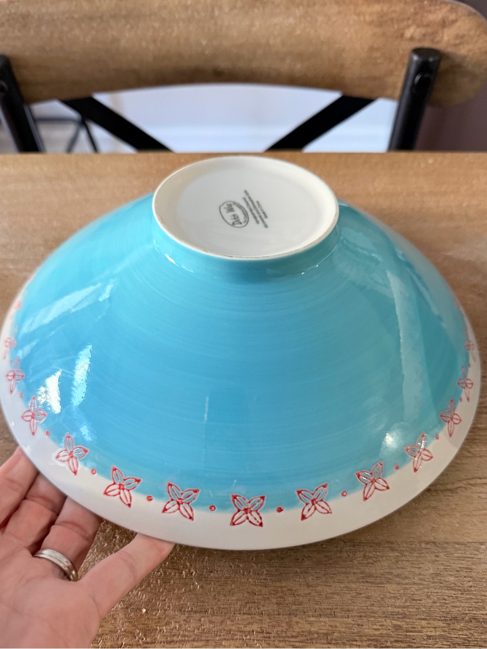Set of 2 Dutch Wax Coastline Imports 10" Floral Hand Painted Ceramic Bowls! - Picture 3 of 4